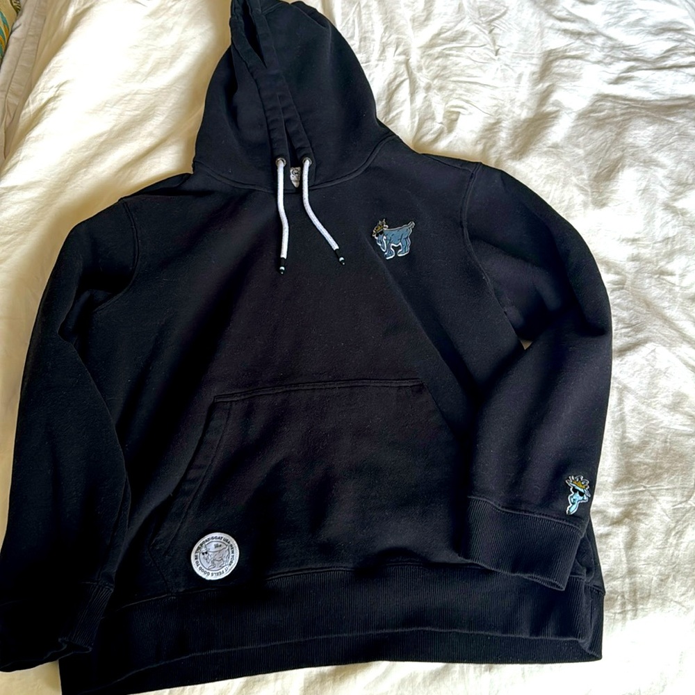 Black Hoodie with Embroidered Patches